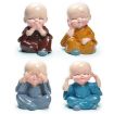 Picture of Polyresin Buddha Monk Car Dashboard Showpiece 4Pcs Monk Doll Ornament Set Kung Fu Cartoon Little Monk Doll Decoration Auto Dashboard Car Ornament Toy